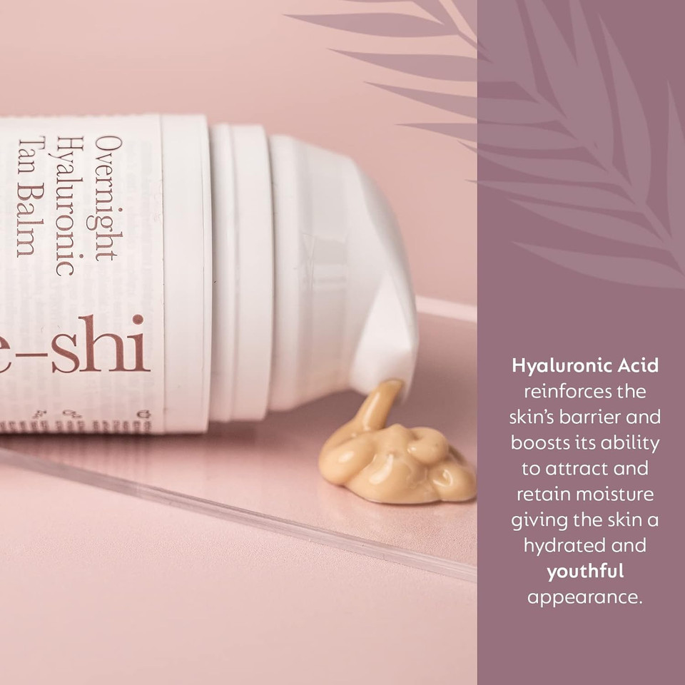 He-Shi Gradual Face Tan - Overnight Hyaluronic Tan Balm - Anti-Ageing Gradual Tanning Moisturiser - Hydrating & Firming - Evening Skincare with Lavender for Natural Radient Skin, Vegan & Cruelty Free
