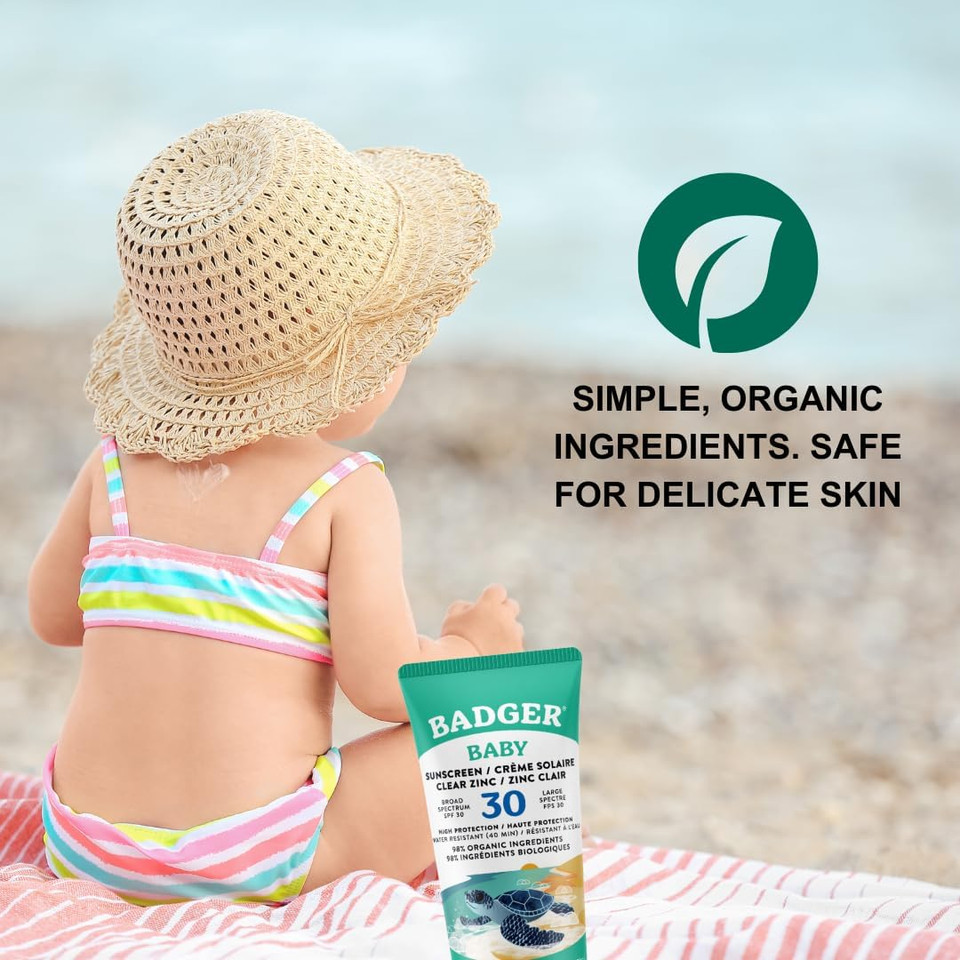 Badger Baby Sunscreen Cream SPF30 | Broad Spectrum & Water Resistant | Protects From UV Rays (87ml)
