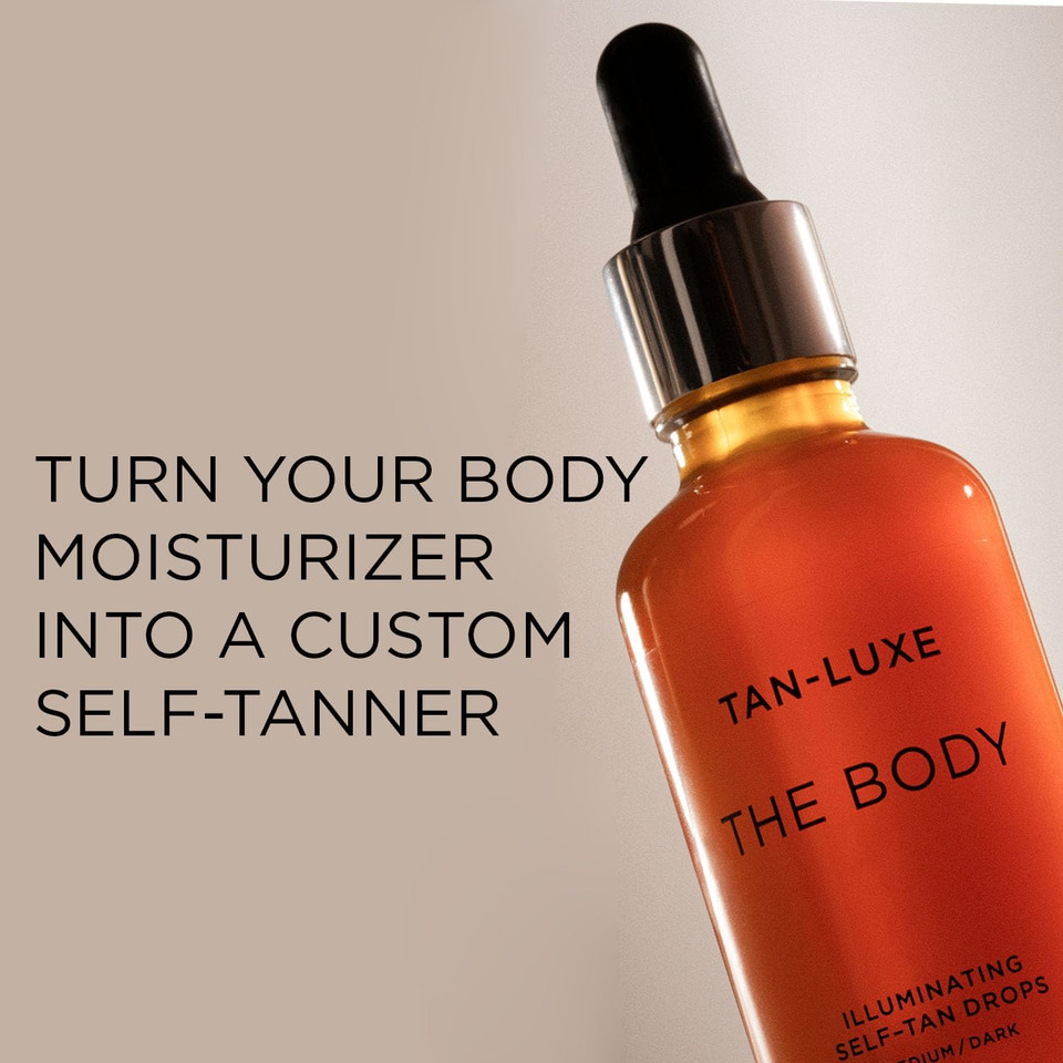 Tan-Luxe THE BODY Self Tan Drops, Light/Medium (15 ml) Add Tanning Drops to Skin Care for Custom Body Tan, Cruelty Free & Vegan