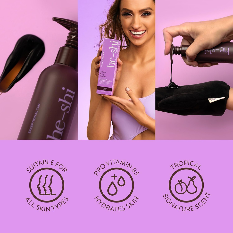 He-Shi Tanning Lotion - Natural Bronze Self Tan Lotion - Suitable For Face & Body - Quick Dry Formula - No Fake Tan Smell - Vegan & Cruelty Free (175ml) He-Shi Tanning Lotion - Natural Bronze Self Tan Lotion - Suitable For Face & Body - Quick Dry Formula - No Fake Tan Smell - Vegan & Cruelty Free (175ml)