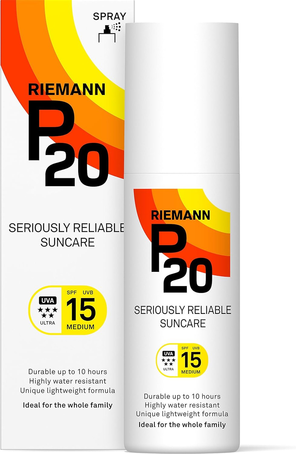Riemann P20 Sunscreen SPF15 Spray 100ml | Long Lasting UVA & UVB Protection for up to 10 hours | Highly Water Resistant