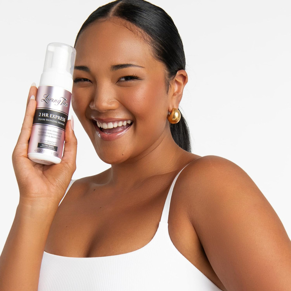 Loving Tan 2 HR Express Mousse, Ultra Dark - Streak Free, Natural looking, Professional Strength Sunless Tanner - Up to 5 Self Tan Applications per Bottle, Cruelty Free, Naturally Derived DHA, 120 ml