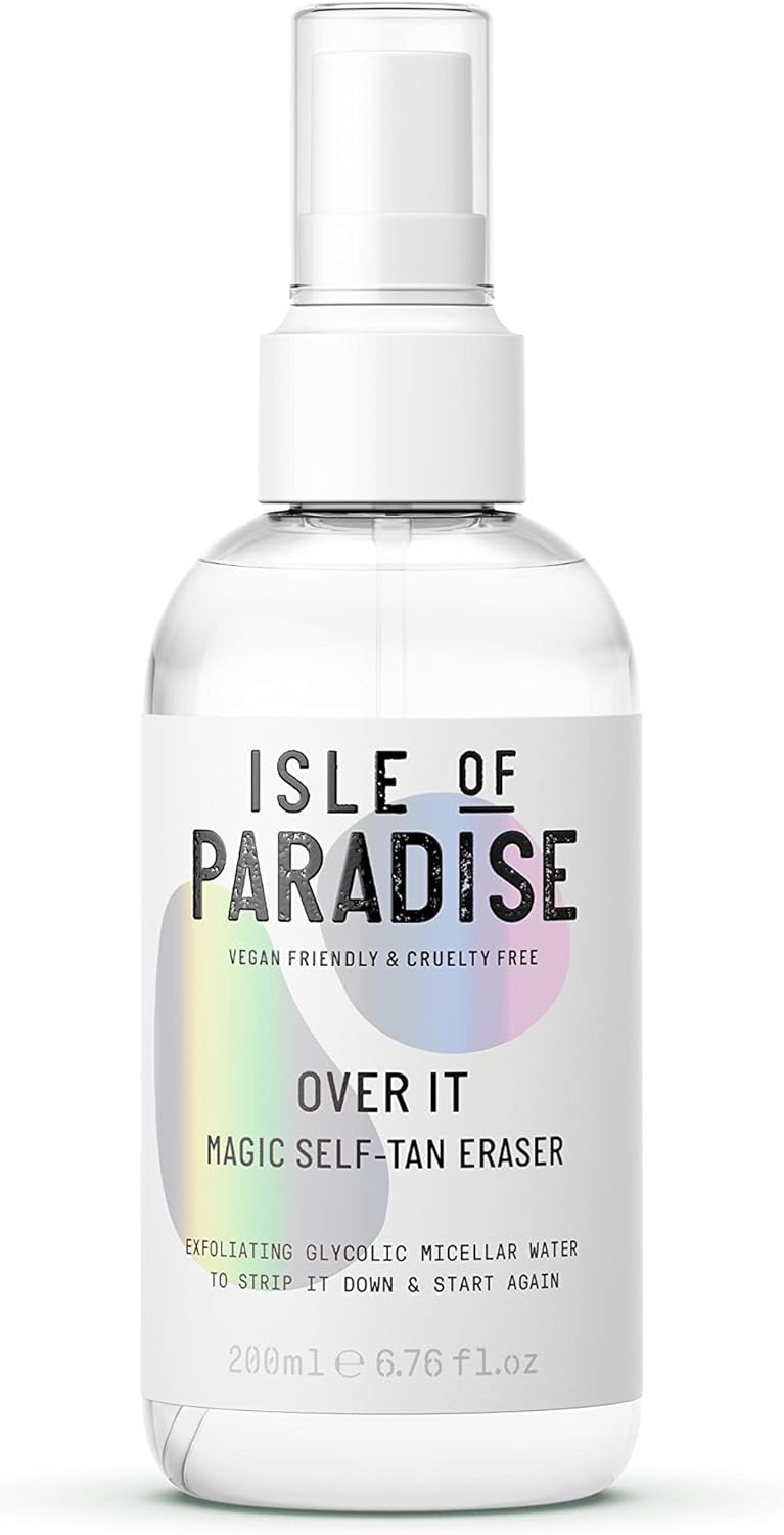 Isle of Paradise OVER IT Self Tan Remover (200 ml) Glycolic Acid and Micellar Water Self Tanning Eraser Vegan