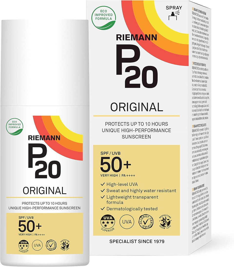 RIEMANN P20 Original SPF50 +Plus Spray 200ml, Advanced Sunscreen Protection High Performance Triple Protection, Sweat Resistance, Protects up to 10 Hours, Very Water Resistant, High UVA Protection