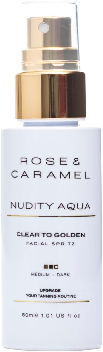 Rose & Caramel Nudity Aqua Face Tanning Water - Gradual Self Tanner for Medium to Dark Skin Tones, 50ml