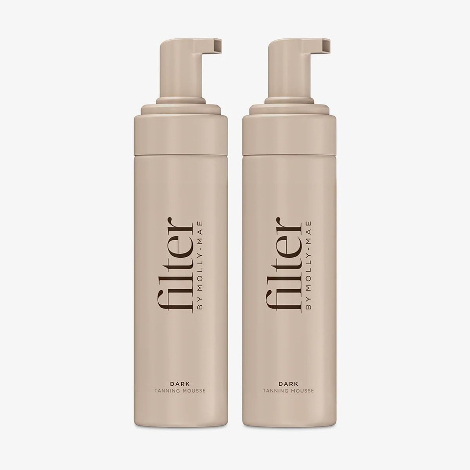 Filter By Molly-Mae Self Tanning Mousse Dark Duo Bundle | Fast Drying Fake Tan | Streak Free | Bronzed Glow | Moisturising Foam | Develops Fast | Long Lasting | 2 x 200ml Bottles