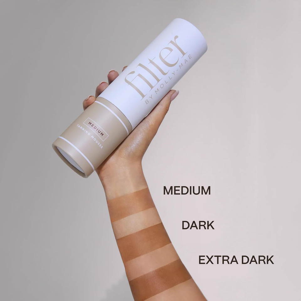 Filter By Molly-Mae Self Tanning Mousse Dark Duo Bundle | Fast Drying Fake Tan | Streak Free | Bronzed Glow | Moisturising Foam | Develops Fast | Long Lasting | 2 x 200ml Bottles