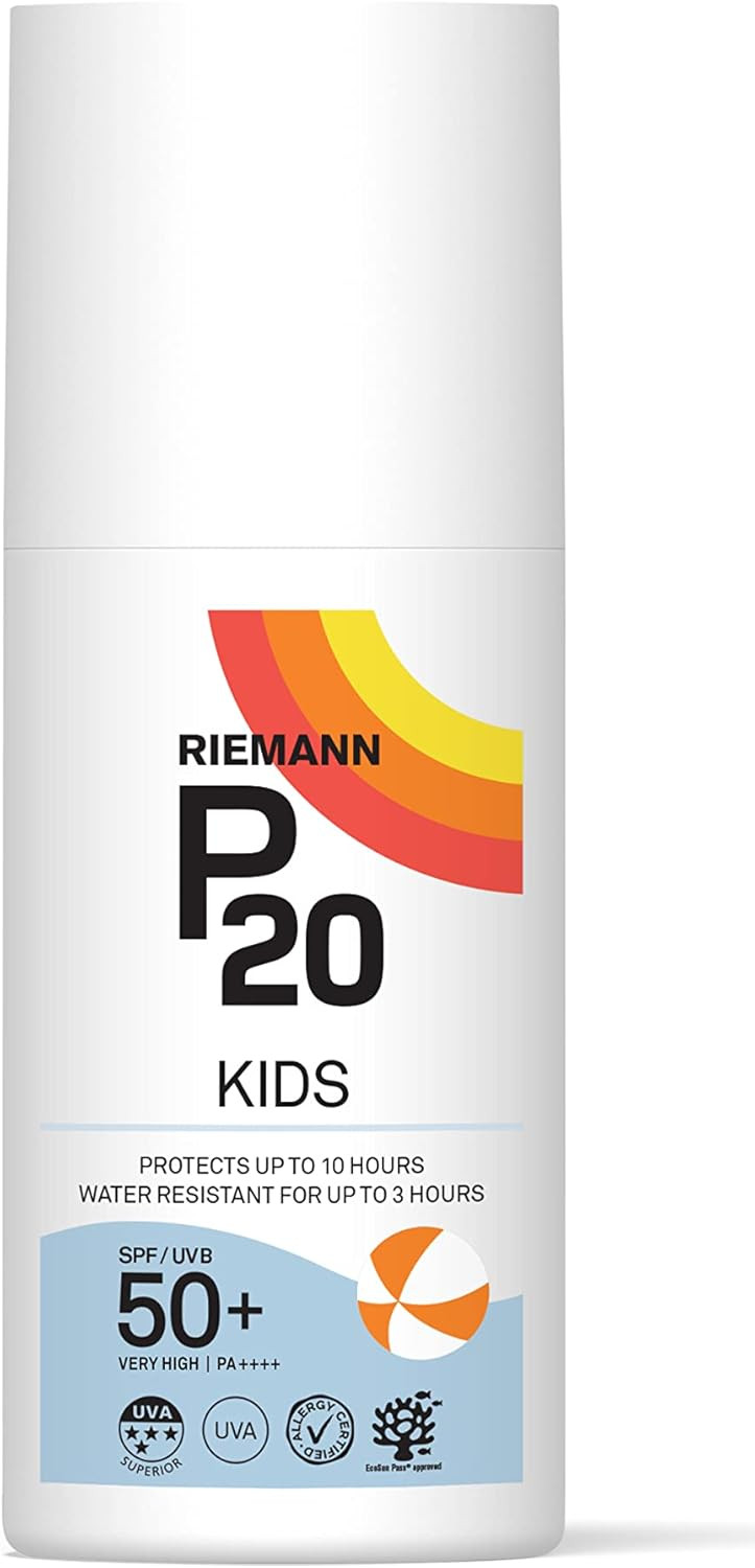 RIEMANN P20 Sun Cream SPF50 +Plus for Kids 200ml. High Level UVA Protection, Long Lasting up to 10 Hours, Water Resistant up to 3 Hours. Suitable for Children aged 1+