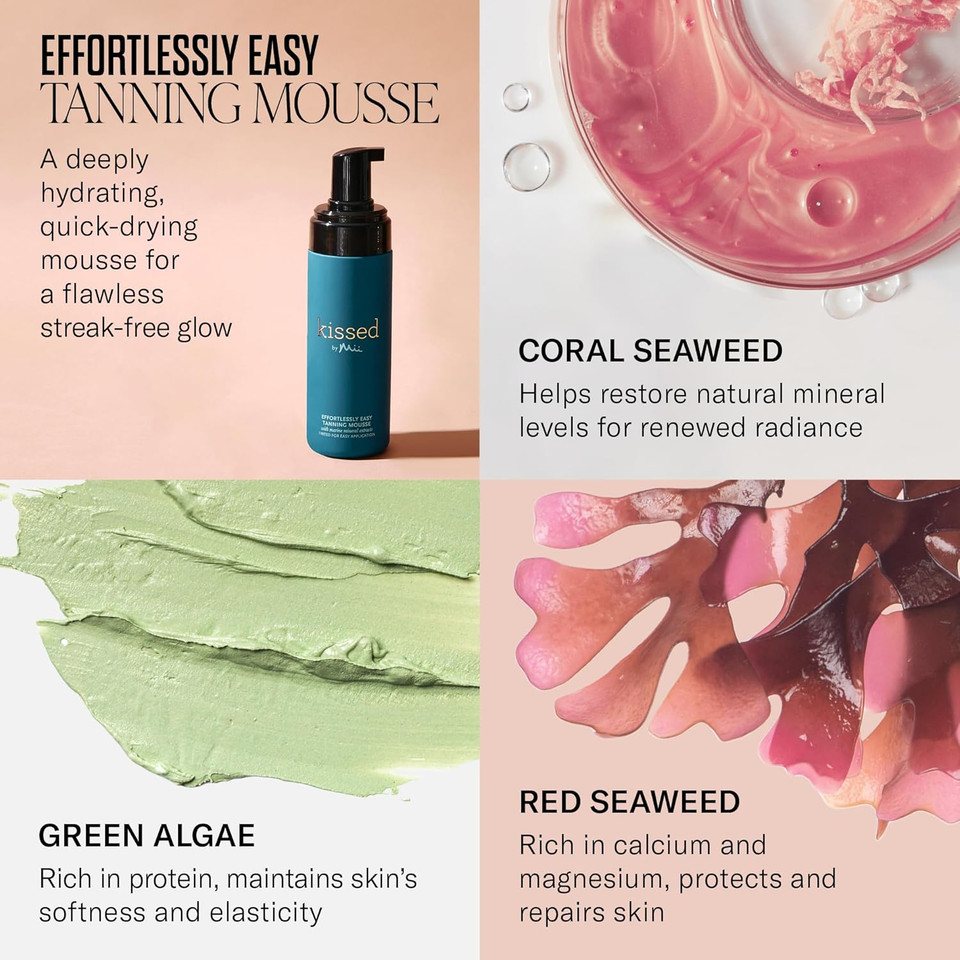 Mii Cosmetics Kissed Effortlessly Easy Tanning Lotion, Hydrates Skin & Offers Flawless, Streak Free Tan, Dark, 150ml