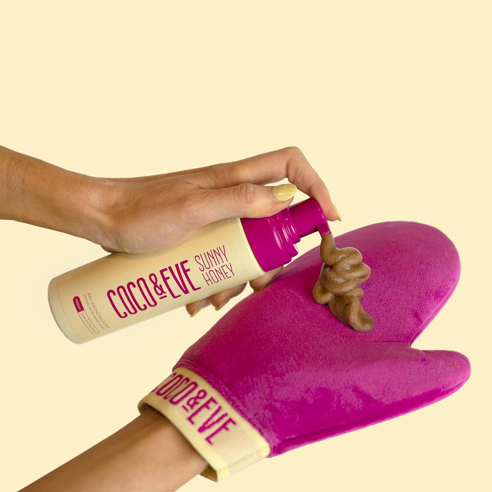 Coco & Eve Sunny Honey Bali Bronzing Foam. Natural Sunless Self Tanner Mousse. Anti Cellulite, Organic Sunless Self Tanning Lotion (Dark)