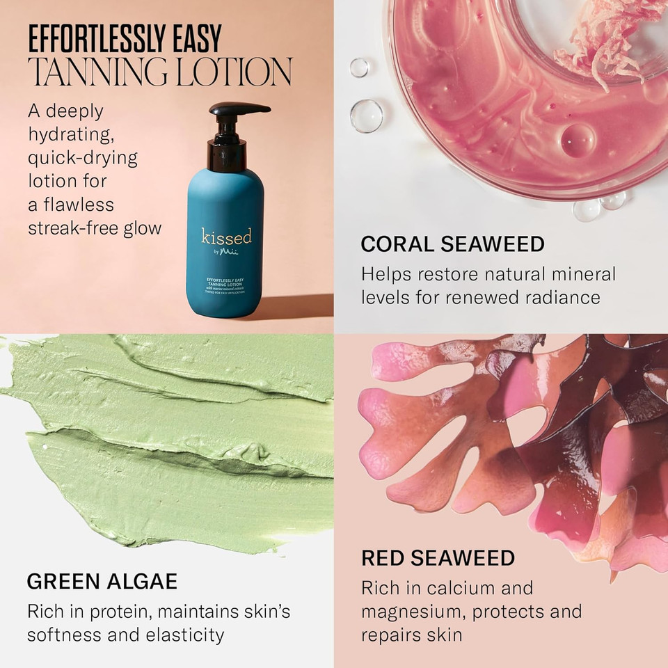 Mii Cosmetics Kissed Effortlessly Easy Tanning Lotion, Hydrates Skin & Offers Flawless, Streak Free Tan, Medium, 200ml