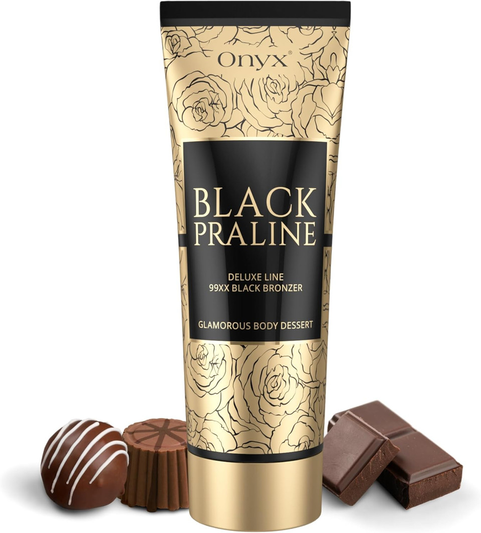 Onyx Black Praline Bronzing Cream | Dark Tanning Accelerator for Women | Deep Chocolate Tan with Streak-Free Finish | Enhances Radiance for Indoor & Outdoor Use | Smooth, Long-Lasting Glow
