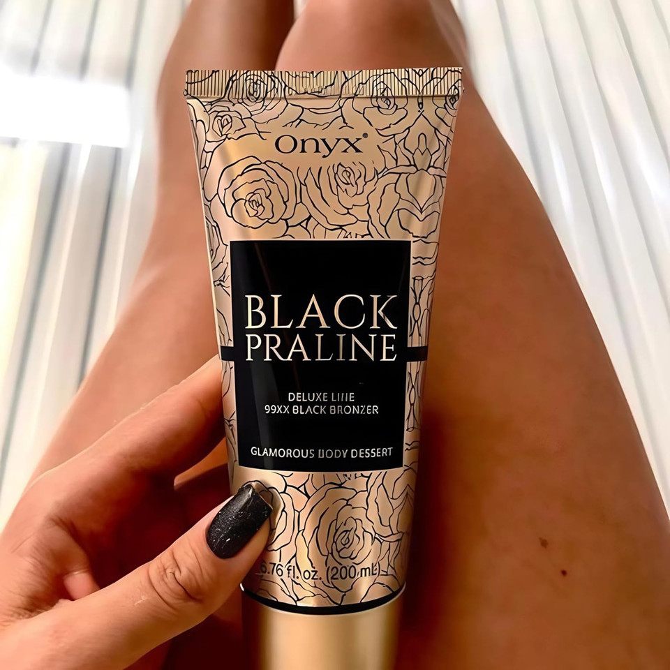 Onyx Black Praline Bronzing Cream | Dark Tanning Accelerator for Women | Deep Chocolate Tan with Streak-Free Finish | Enhances Radiance for Indoor & Outdoor Use | Smooth, Long-Lasting Glow