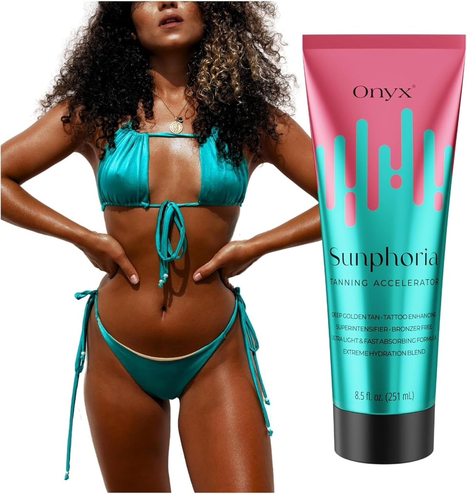 Onyx Sunphoria Tanning Accelerator | Hydrating Sunbed Cream for Deep Golden Results | Gradual Indoor & Outdoor Tan Enhancer | Smooth Streak-Free Finish with Long-Lasting Skin Moisturising