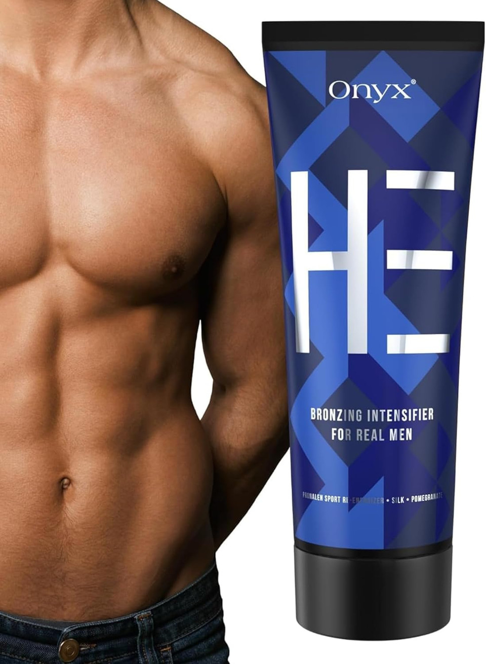 Onyx HE Sunbed Cream for Men | Tanning Accelerator for Indoor & Outdoor Use | Light, Streak-Free Formula for Rapid, Dark Results | Hydrating Lotion to Enhance Tan and Highlight Muscle Definition