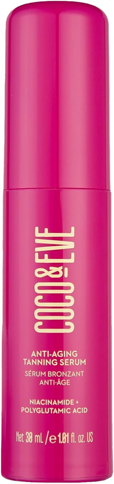 Coco & Eve Anti-Aging Tanning Serum - Face tanner with Skincare Actives for Gradual, Hydrating Glow. Natural Self Tanning Bronzer, with Niacinamide & Antioxidants for Healthy Glowing Skin (30ml)