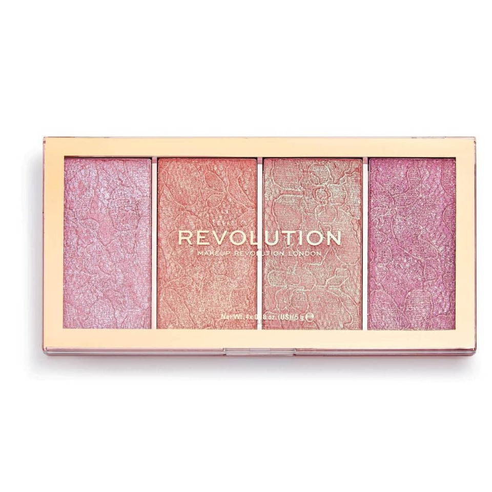 Makeup Revolution Pink Vintage Lace Blush Palette, Compact Palette, Face Make Up, All In One Super Sized Compact