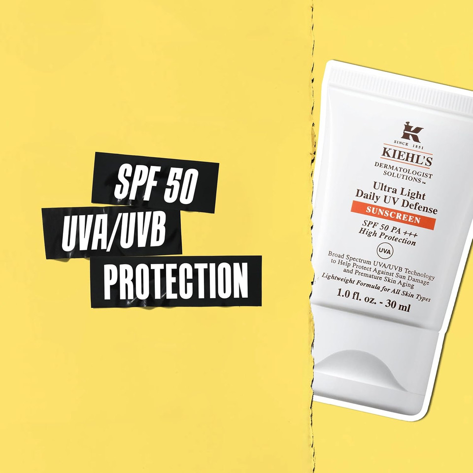 Kiehls Ultra Light Daily UV Defence SPF 50 PA++++, Lightweight Facial Sunscreen, Pollution Protection, UVA/UVB Protection, All Skin Types