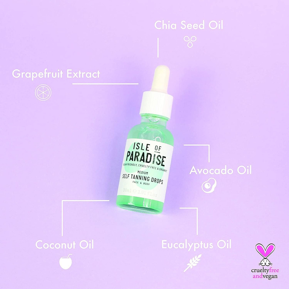 Isle of Paradise Fake Tan Drops Medium (30 ml) Add Self Tanning Drops to Skin Care & Fake Tan Mousse, Medium (200 ml) Glow Clear Self Tanning Foam Natural Ingredients & Vegan (packaging may vary)