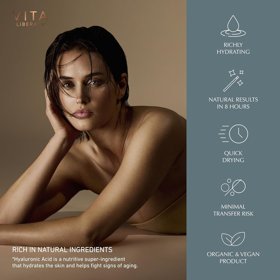 Vita Liberata Clear Self Tanning Mousse - Dark, Lightweight & Fast Drying Formula, Untinted For Minimal Transfer, Lasting Tan, Formulated with Organic Aloe Vera & Hyaluronic Acid, 200ml