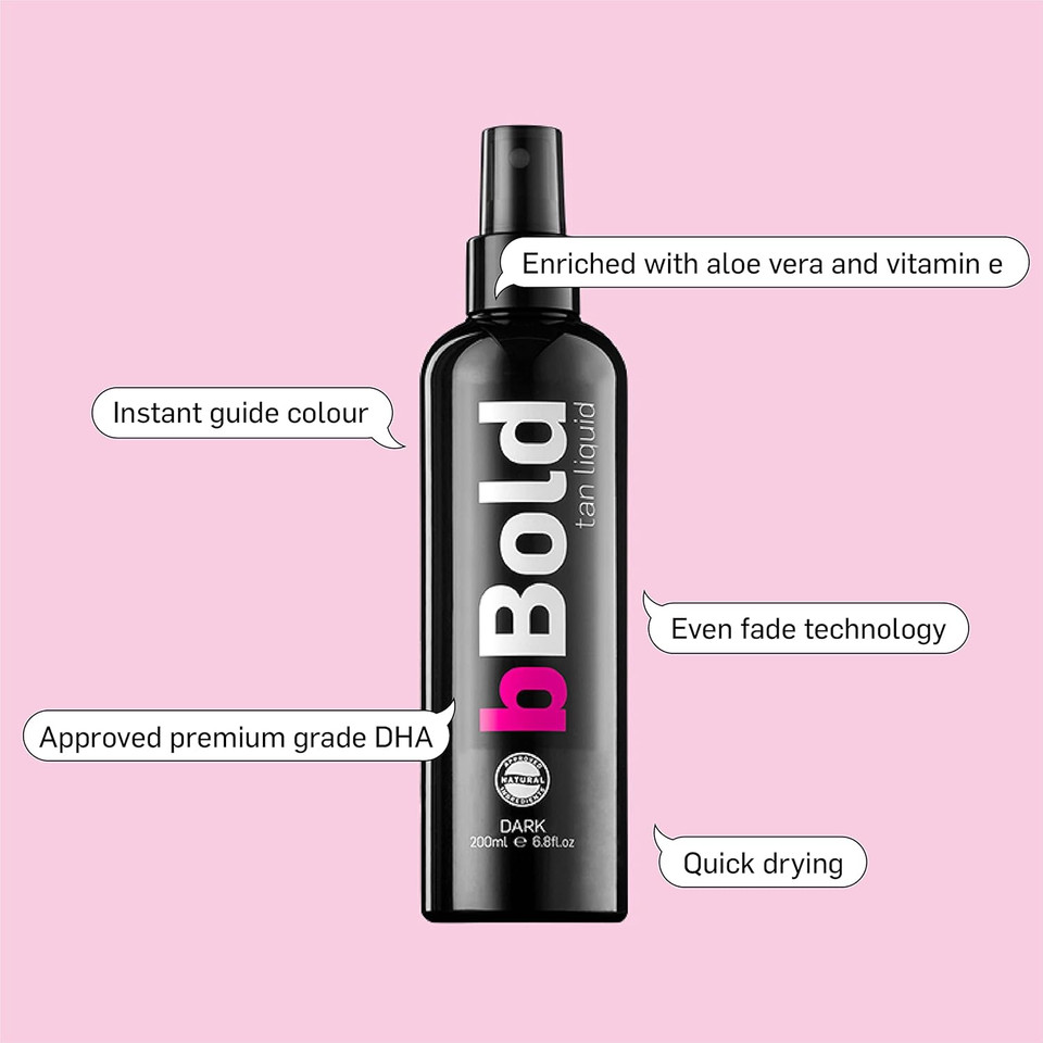 bBold Liquid Dark Tan 200ml: Fake Tan, Self Tan, Instant Colour: enriched with Aloe Vera and Vitamin E