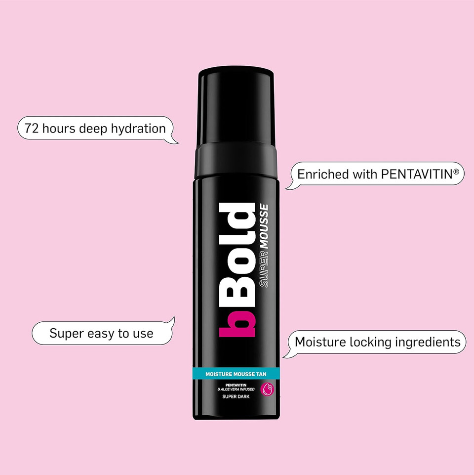 bBold Super Dark Mousse, Self Tan with Aloe Vera & PENTAVITIN, Vegan & Cruelty Free Professional Fake Tan Mousse 175ml