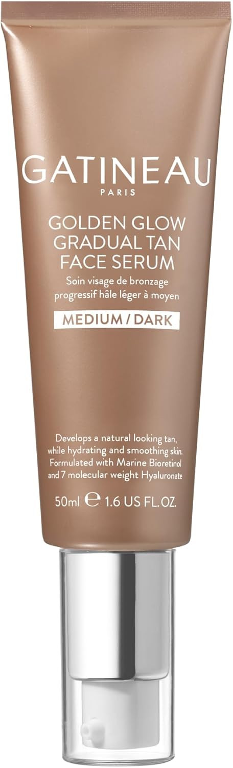 Gatineau - Golden Glow Gradual Tan Face Serum (Medium/Dark 50ml) - Daily Facial Moisturiser with Self Tan, Natural & Streak Free, Radiant Dewy Complexion
