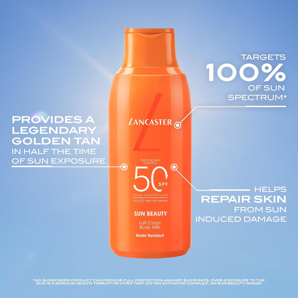 Lancaster Sun Beauty Body Milk SPF30 400ml, Photoaging Control, Broad Spectrum Sun Protection, Lightweight Texture & Non-Greasy, Water Resistant Formula, Suitable for All Skin Types, Vegan