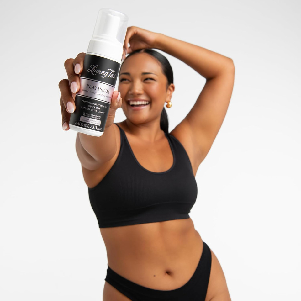 Loving Tan Platinum Self Tanning Mousse, Dark - Streak Free, Natural Looking, Professional Quality Self Tanner - 5+ Self Tan Applications per Bottle, Cruelty Free, Naturally Derived DHA - 3.3 Fl Oz