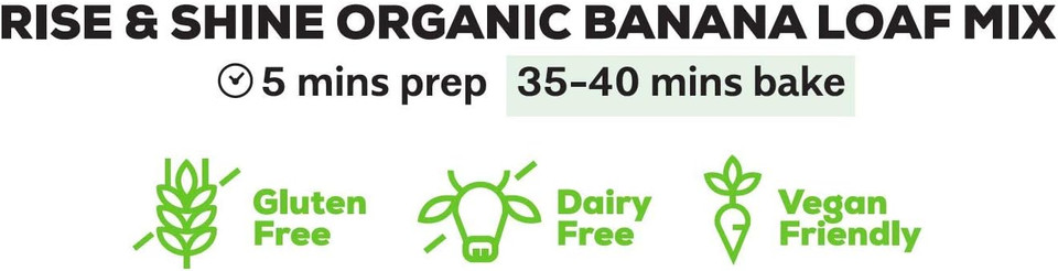 SUPERFOOD BAKERY - Organic Rise & Shine Banana Loaf Mix: Organic, Gluten Free, Dairy Free, Vegan Friendly and Deliciously All-Natural Banana loaf Baking Mix (250g, Makes 1 loaf) pack of 1