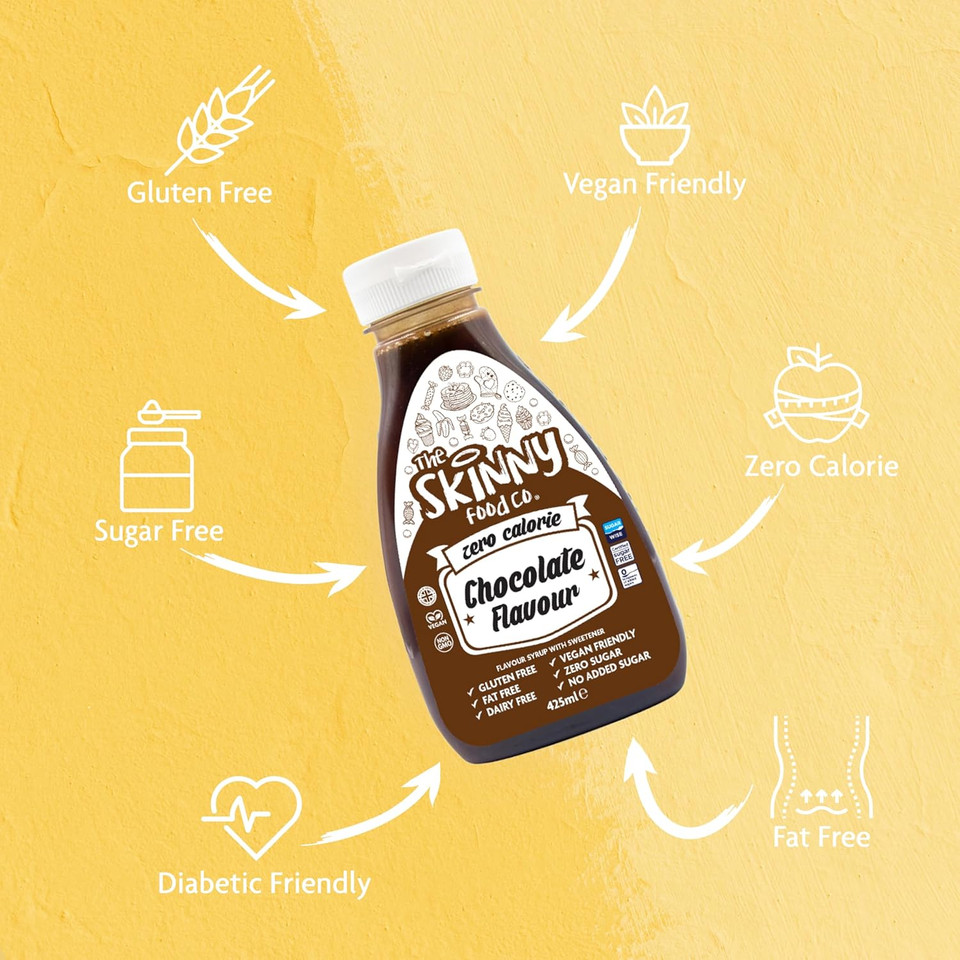 Skinny Food Co Sugar Free Chocolate Syrup 425ml - Zero Calorie Syrup For Breakfast, Pancake, Snacks, Drinks & Desserts - Vegan, Gluten-free, Keto & Paleo Friendly Skinny Syrups