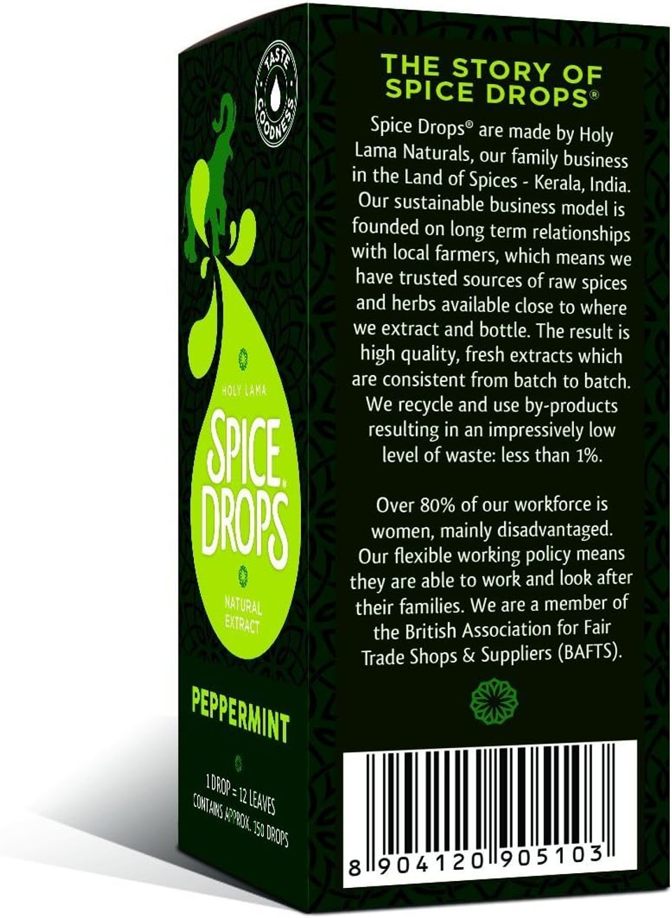 Holy Lama Spice Drops Peppermint Extract  Great Taste Awards. Natural Cooking Ingredient, Sweet and Confectionery Recipes, Drinks, Teas, Cocktails 1 x 5ml Bottle
