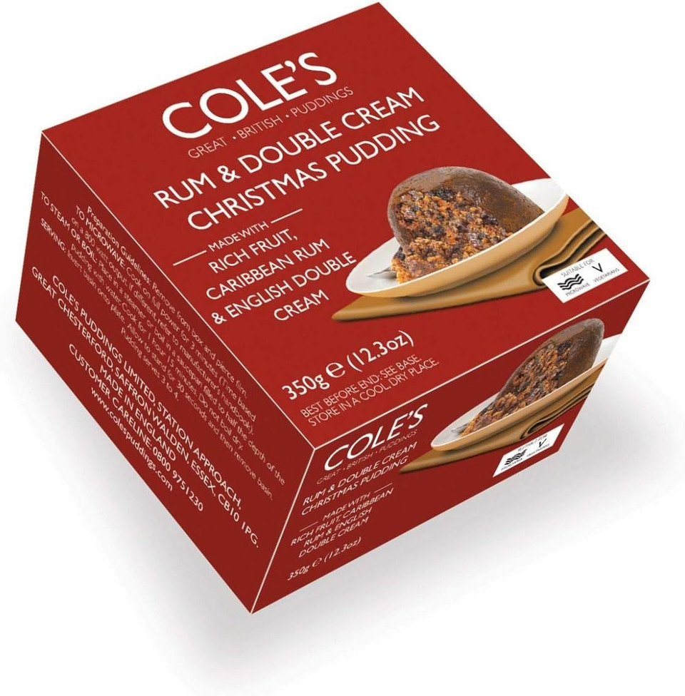 Coles Luxury Traditional Rum & Double Cream Christmas Pudding in Gold Foil 400g