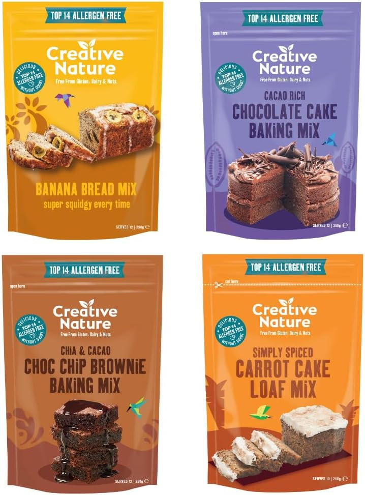 Gluten Free Cake Mix | Creative Nature Banana Bread Vegan Baking Mix | Nut Free, Dairy Free | Top 14 Allergen Free | 2 Pack