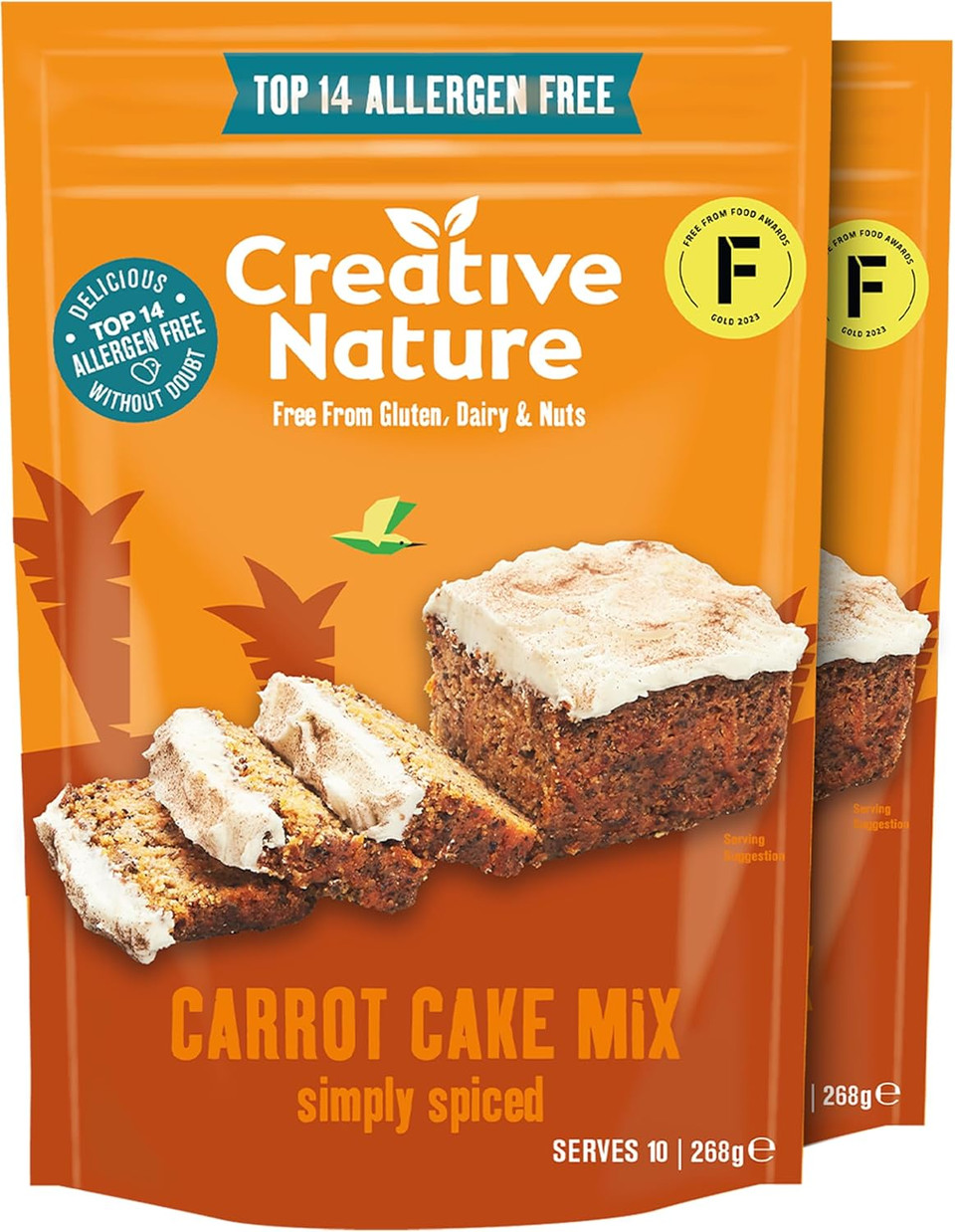 Gluten Free Cake Mix | Creative Nature Vegan Carrot Baking Mix | Organic, Nut Free, Dairy Free, Baking Mix | Top 14 Allergen Free | 2 Pack