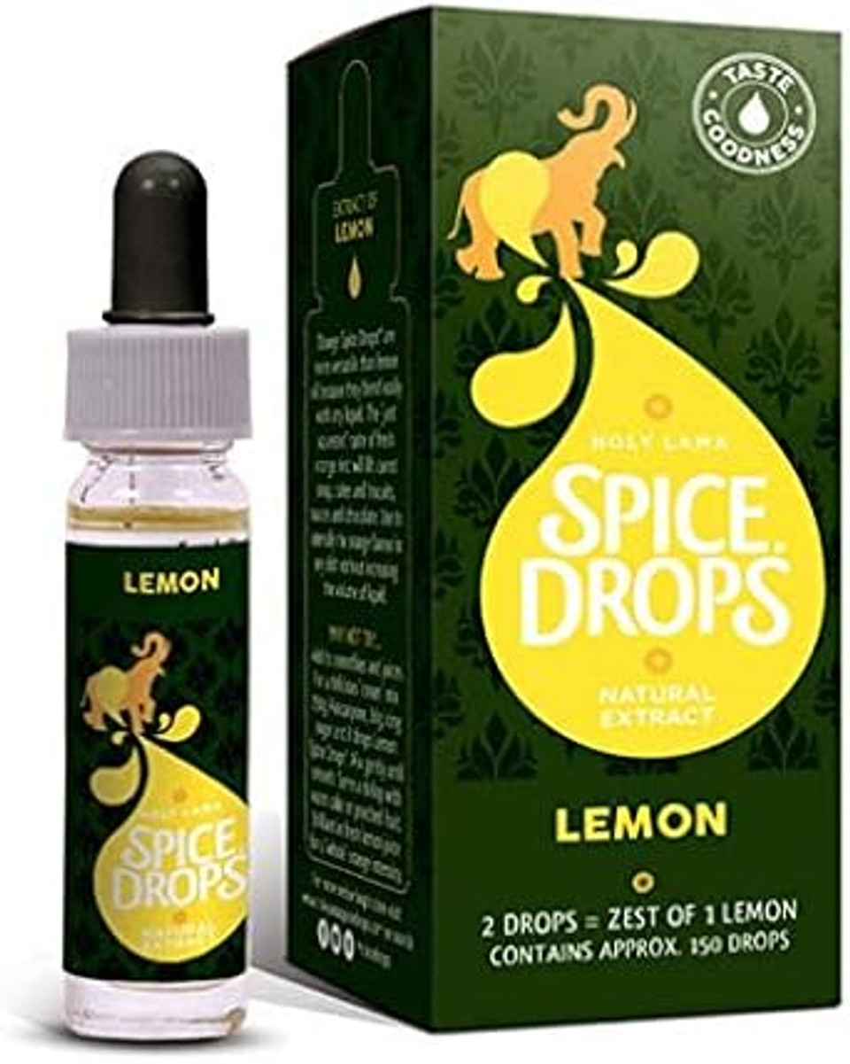 Holy Lama Spice Drops - Natural Lemon Zest Extract As Seen on Great British Bake Off, Baking, Cooking Recipes, Cocktails, Desserts, Drinks Twin Pack (2 x 5ml Bottles)