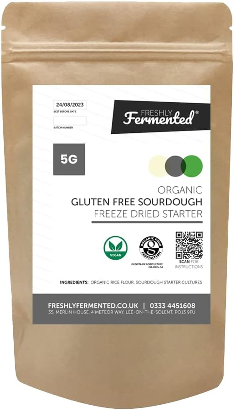 Freshly Fermented - Organic Certified Freeze Dried Sourdough Starter Culture, Gluten Free