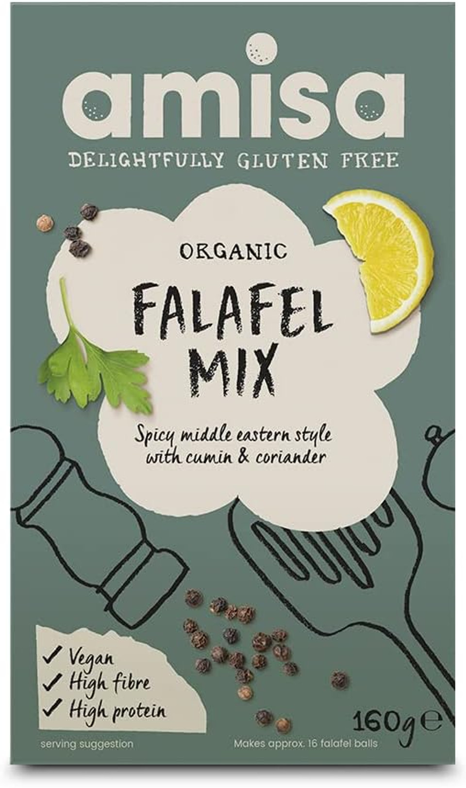 Amisa Organic Gluten Free Falafel Mix 160 g (Pack of 6)