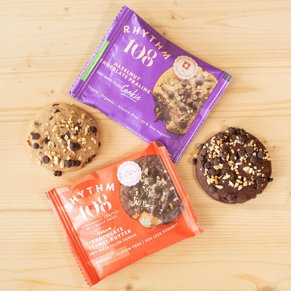 Rhythm 108 Swiss Organic Vegan Chocolate Peanut Butter Soft-Baked Filled Cookie 12 x 50g