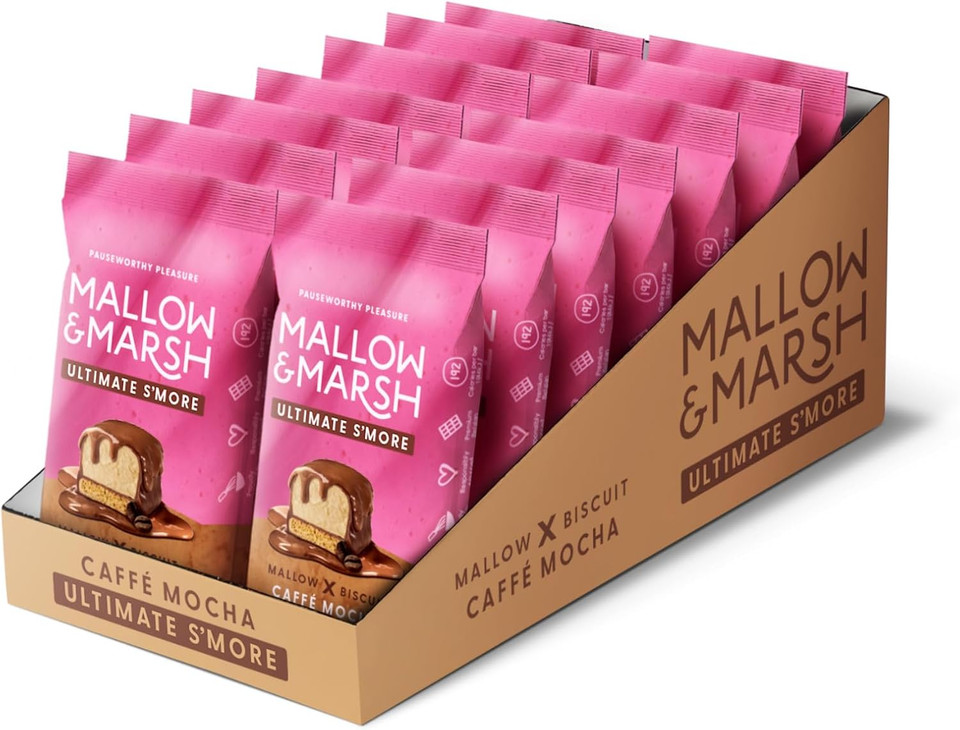 Mallow & Marsh Ultimate Smore Bar - Toasted Vanilla, Milk Chocolate Covered Marshmallow with Biscuit Base (14 x 42g)