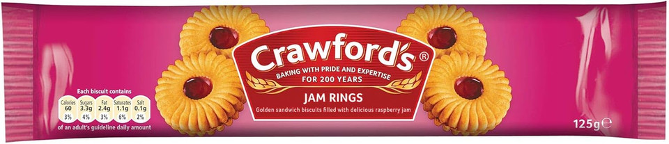 Crawfords Jam Rings Biscuits - 12x125g