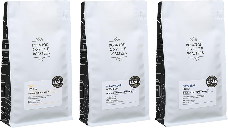 Rounton Coffee Roasters | COFFEE SELECTION GIFT SET | 3 x Great Taste Award Winning Coffees | Medium Roast | Coffee Beans Gift Set | Fresh Roasted Coffee | Sample Gift Pack | Roasted in Yorkshire