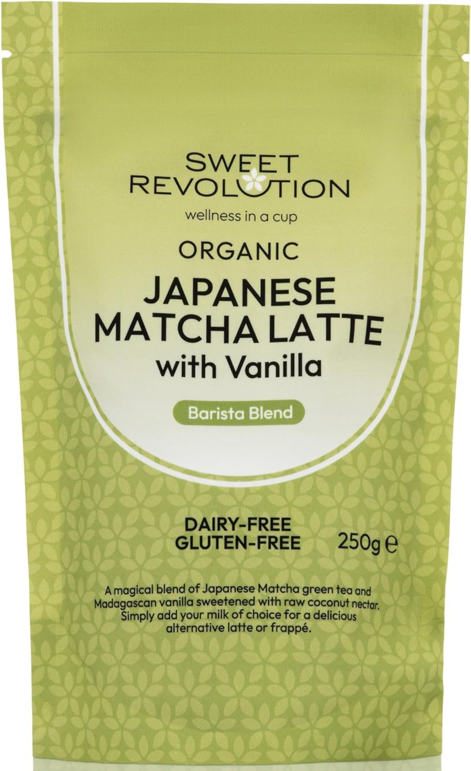 Sweet Revolution Organic Japanese Matcha Latte with Vanilla Barista Blend (1 x 500g) Catering Pack. Gluten Free, Dairy Free, Refined Sugar-Free