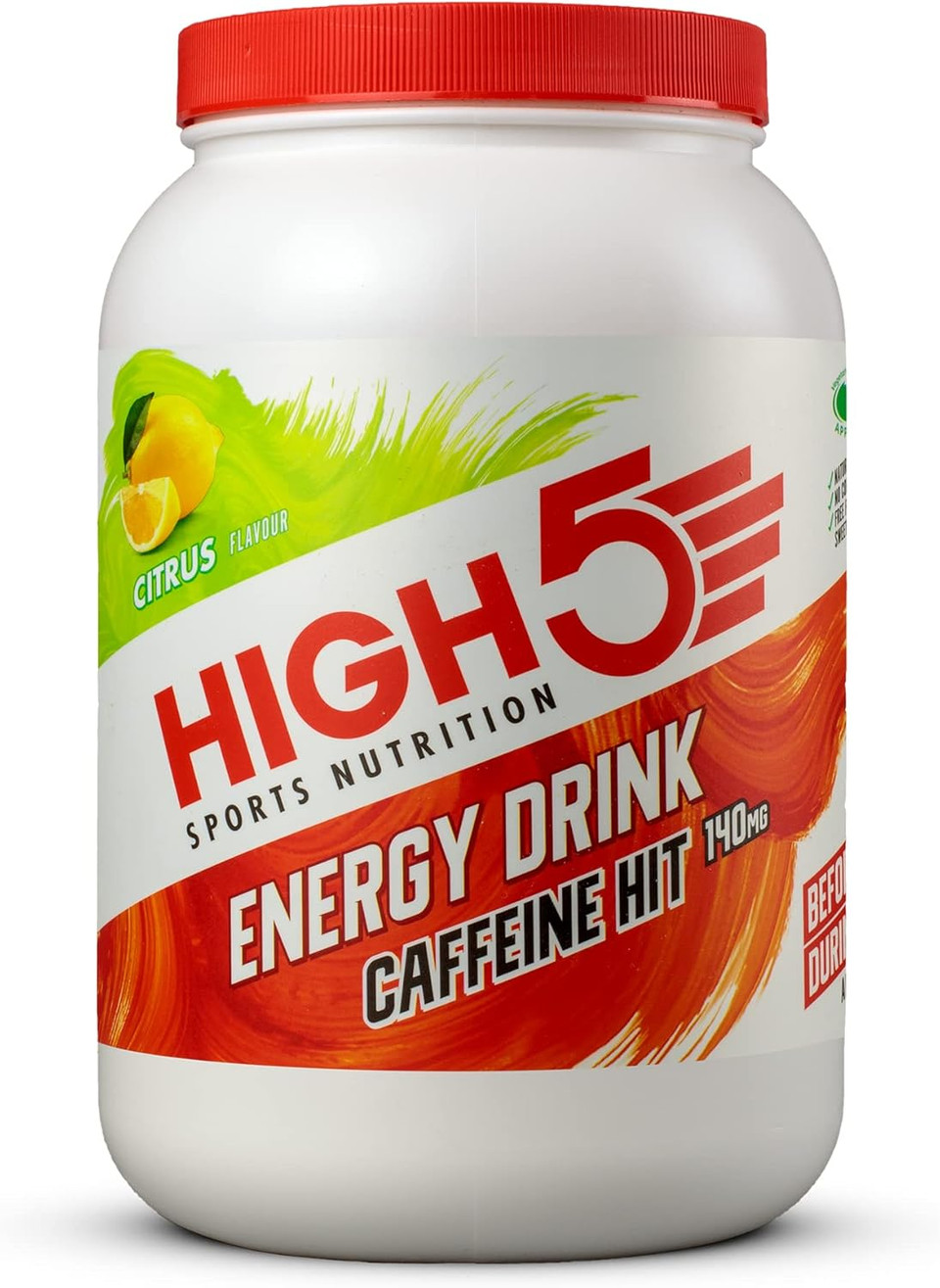 HIGH5 Energy Drink Caffeine Hit - Electrolytes Sport Energy Drink Powder - Isotonic Drink with 2:1 Fructose - Hydration for Running, Cycling, Endurance Fuel - Natural Flavours, Vegan (Citrus, 12x47g) HIGH5 Energy Drink Caffeine Hit - Electrolytes Sport Energy Drink Powder - Isotonic Drink with 2:1 Fructose - Hydration for Running, Cycling, Endurance Fuel - Natural Flavours, Vegan (Citrus, 12x47g)