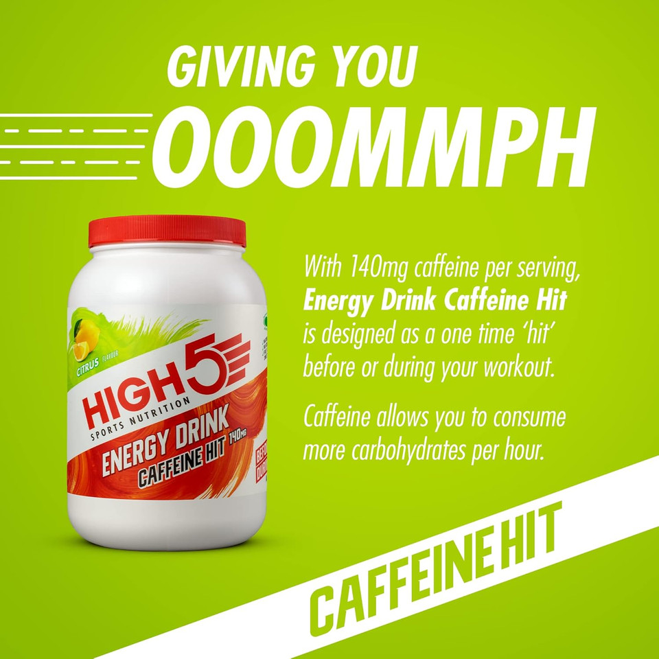 HIGH5 Energy Drink Caffeine Hit - Electrolytes Sport Energy Drink Powder - Isotonic Drink with 2:1 Fructose - Hydration for Running, Cycling, Endurance Fuel - Natural Flavours, Vegan (Citrus, 12x47g) HIGH5 Energy Drink Caffeine Hit - Electrolytes Sport Energy Drink Powder - Isotonic Drink with 2:1 Fructose - Hydration for Running, Cycling, Endurance Fuel - Natural Flavours, Vegan (Citrus, 12x47g)