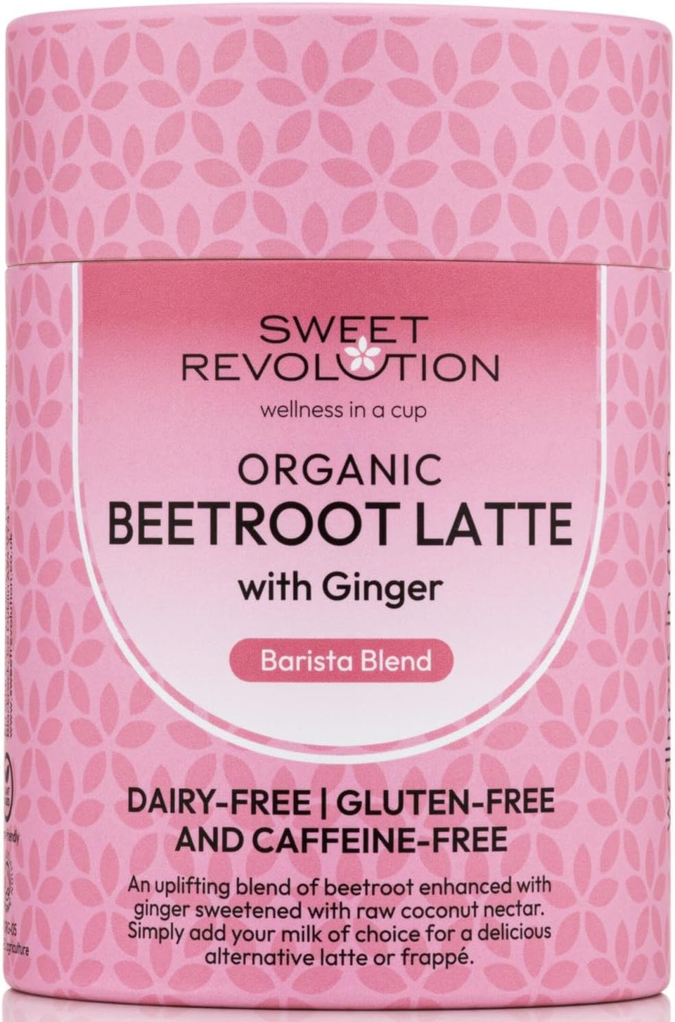 Sweet Revolution Organic Beetroot Latte with Ginger Barista Blend (1 x 100g) tub. Gluten Free, Dairy Free, Refined Sugar-Free