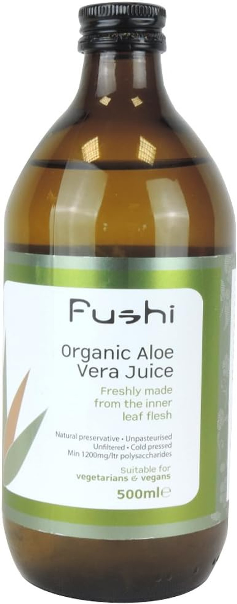 Fushi Organic Aloe Vera Juice 500 ml |min 1700 Polysaccharides|Cold-Pressed|Natural Preservative|Ethical & Vegan Society Approved|Manufactured in the UK