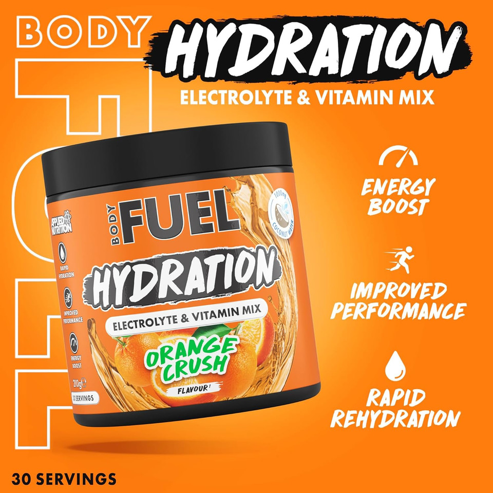 BodyFuel Hydration Electrolyte & Vitamin Powder - Natural Energy & Reduces Tiredness & Optimise Hydration (210g - 30 Servings)(Orange Crush) BodyFuel Hydration Electrolyte & Vitamin Powder - Natural Energy & Reduces Tiredness & Optimise Hydration (210g - 30 Servings)(Orange Crush)