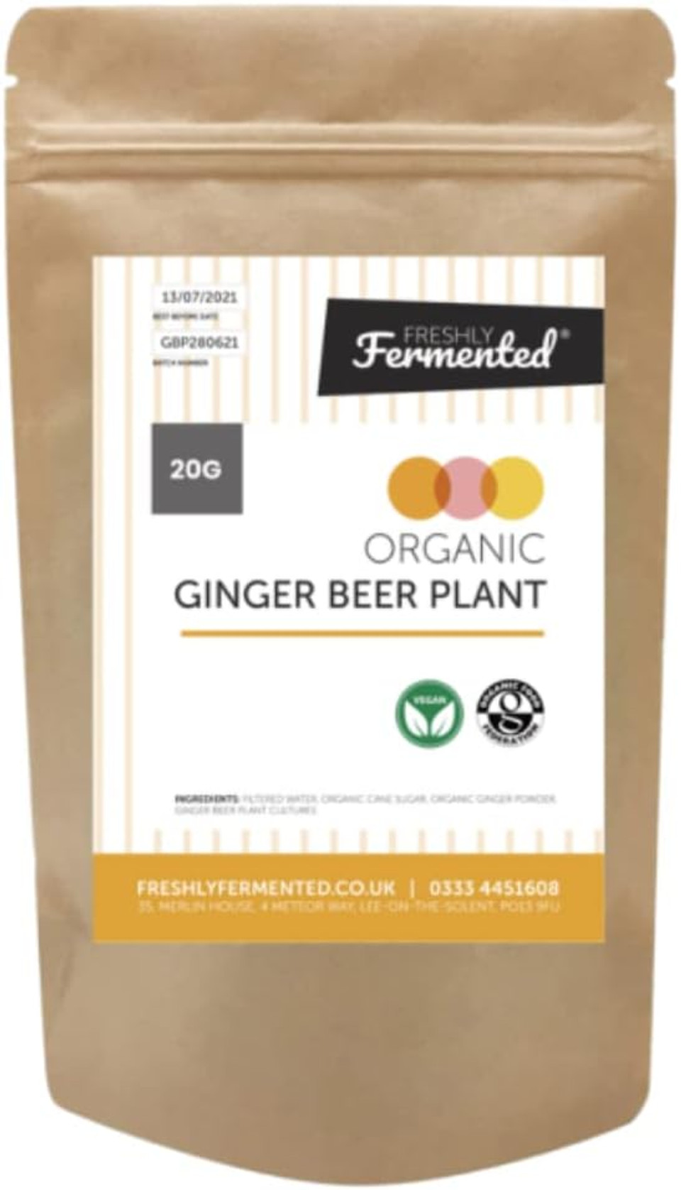 Freshly Fermented  Organic & Vegan Ginger Beer Starter Culture, Ginger Beer Plant Style