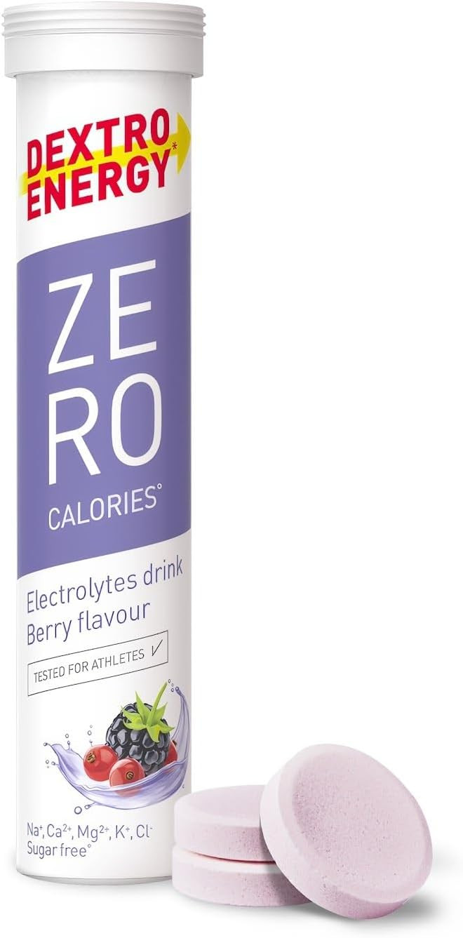 Dextro Energy Zero Calories I Recovery and Hydration Electrolyte Drink I Zero Effervescent Tablets I Berry | 3 Tubes, 60 Tablets |